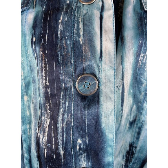 Chicos Women’s Metallic Blue White Splash Design Blazer Jacket Size XL - Picture 3 of 10